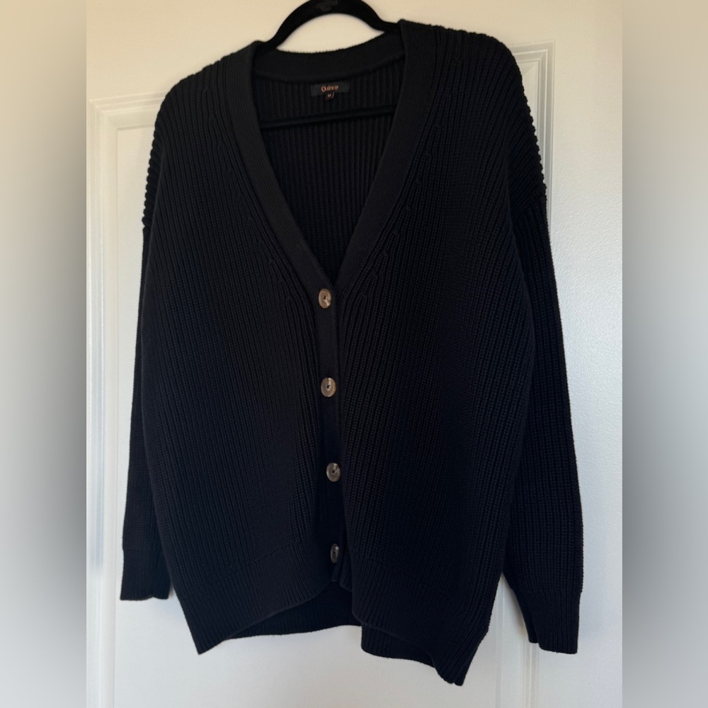Like New Quince 100% Organic Cotton Oversized
Boyfriend Cardigan Black Medium - Picture 4 of 10